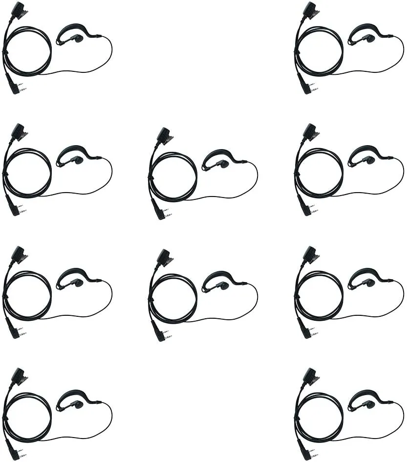 10 Pack G Shape Earpiece Headset for BaoFeng UV-5R BF-888S UV-82 Kenwood WouXun PuXing Linton Two Way Radio Walkie Talkie Tk 3230 (10 Packs)