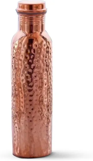 100% Pure Copper Water Bottle - 25.36 Fl Oz / 750 ml - Handmade Leak Proof Vessel For Drinking With Ayurvedic Health Benefits For Sports Fitness Yoga, Gym, Office, Hiking, Outdoor