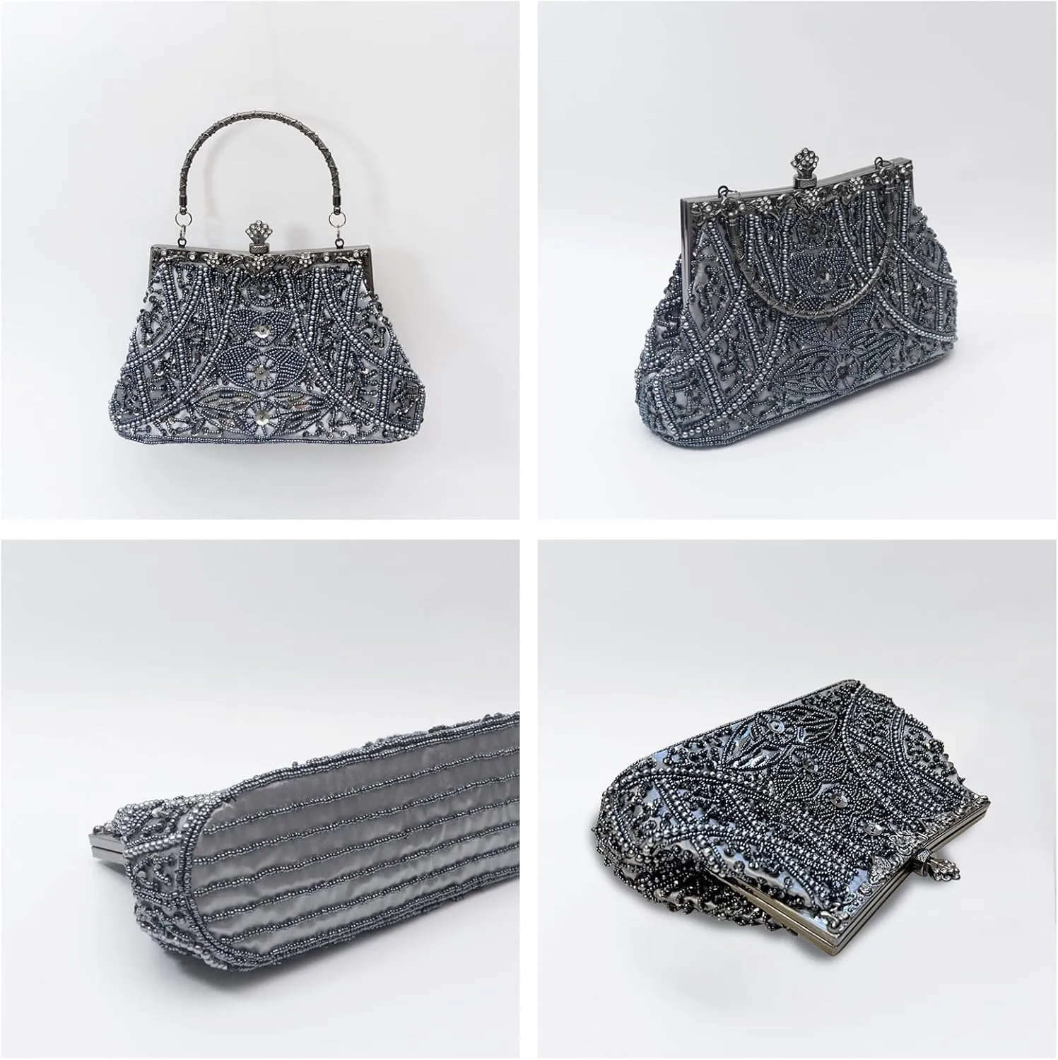 1920s Vintage Beaded Evening Bag for Women Pearl Clutch Bag Sequin Handbag Bridal Wedding Purse