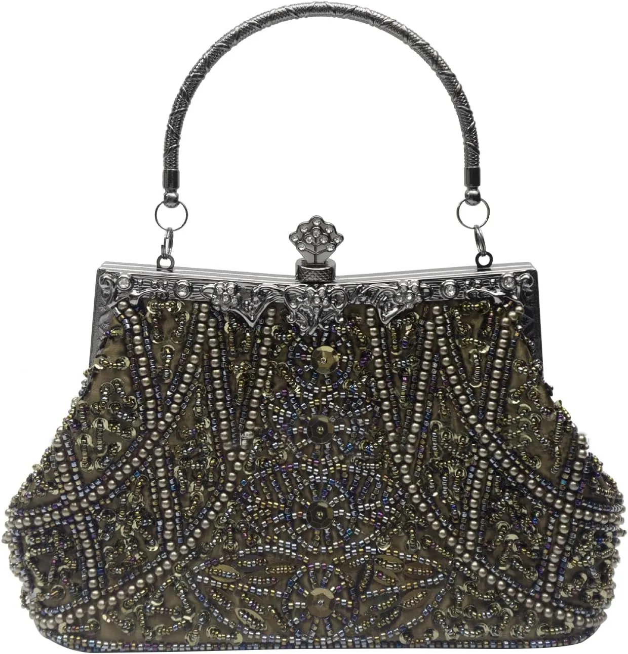 1920s Vintage Beaded Evening Bag for Women Pearl Clutch Bag Sequin Handbag Bridal Wedding Purse