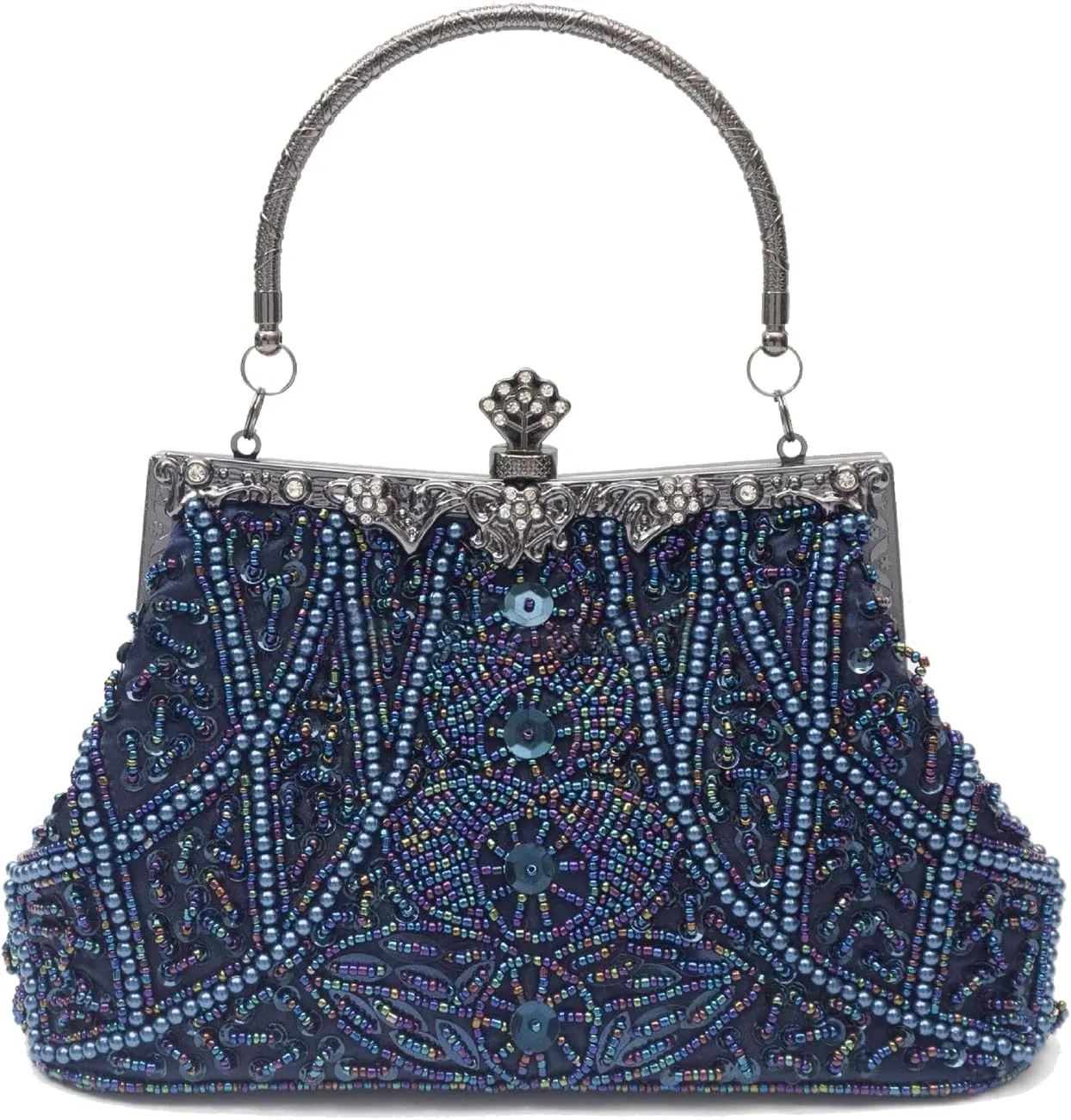 1920s Vintage Beaded Evening Bag for Women Pearl Clutch Bag Sequin Handbag Bridal Wedding Purse