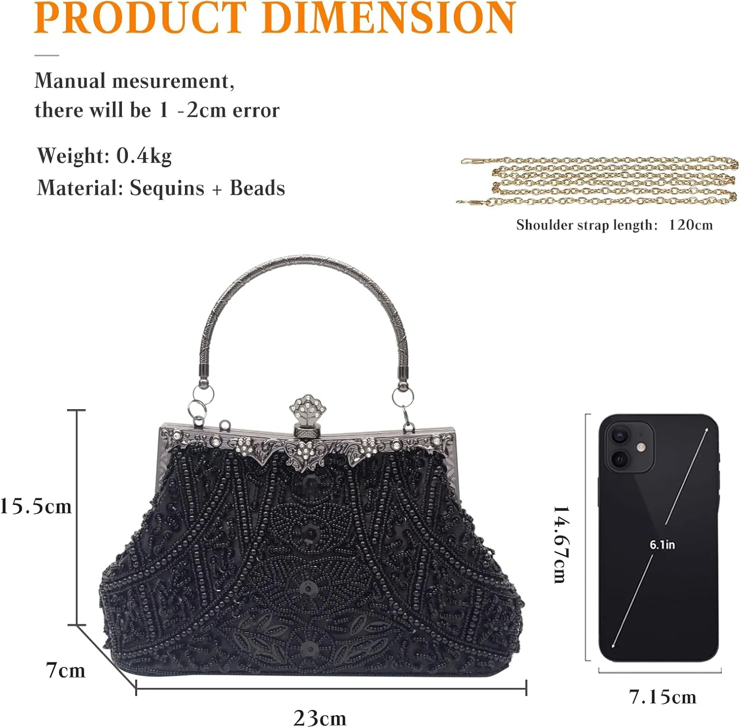 1920s Vintage Beaded Evening Bag for Women Pearl Clutch Bag Sequin Handbag Bridal Wedding Purse