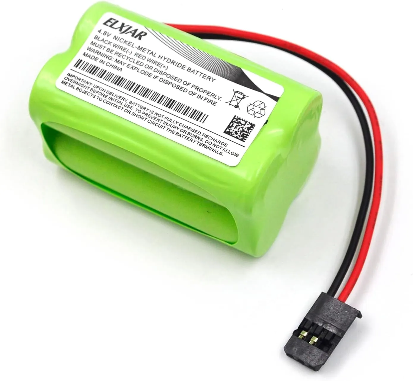 (2-Pack) 4.8V 2000mAh AA NiMH Receiver RX Battery with Hitec and JR Connectors, 2X2 Square Rechargeable Battery Pack for RC Receivers, RC Aircrafts, Toys, and Tools