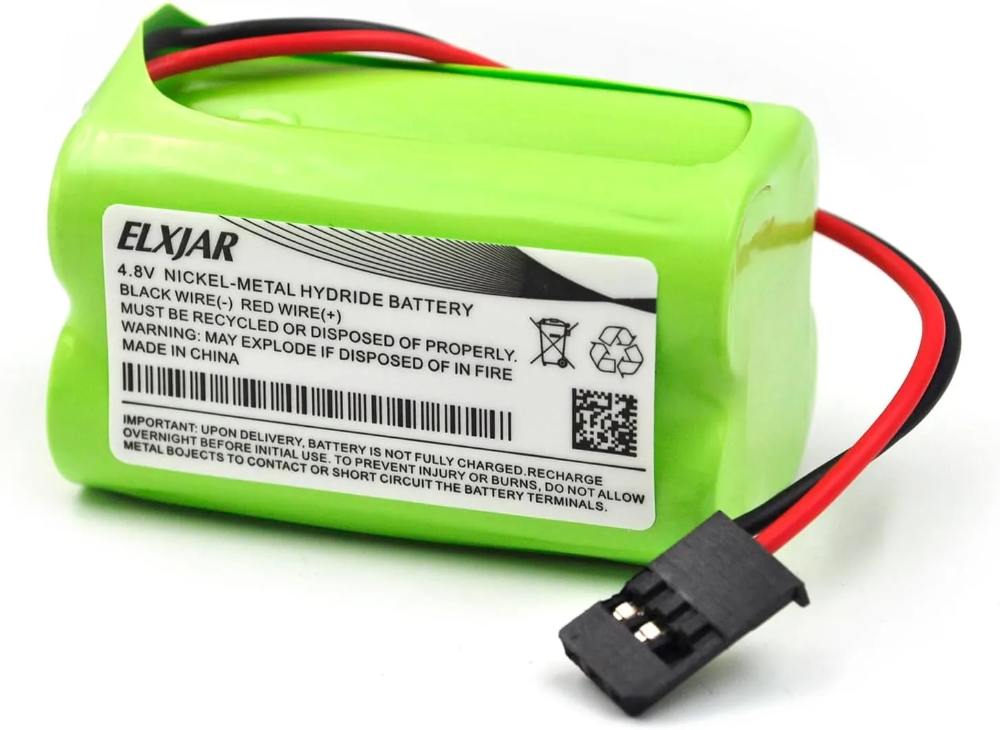 (2-Pack) 4.8V 2000mAh AA NiMH Receiver RX Battery with Hitec and JR Connectors, 2X2 Square Rechargeable Battery Pack for RC Receivers, RC Aircrafts, Toys, and Tools