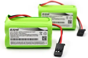 (2-Pack) 4.8V 2000mAh AA NiMH Receiver RX Battery with Hitec and JR Connectors, 2X2 Square Rechargeable Battery Pack for RC Receivers, RC Aircrafts, Toys, and Tools