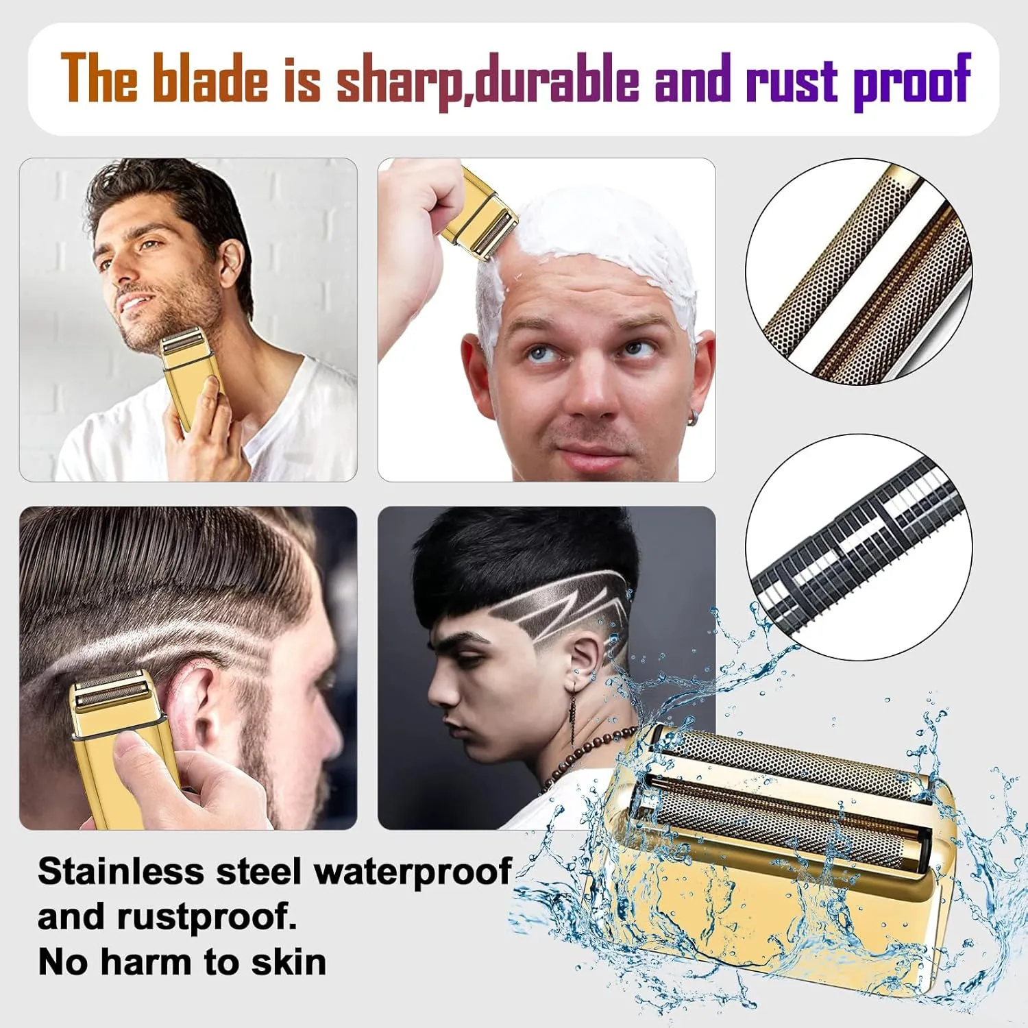 2 Pack Shaver Replacement Foil and Cutters compatible with BaBylissPRO Double FXFS2 Metal shaver foil replacement (Golden-2PCS)