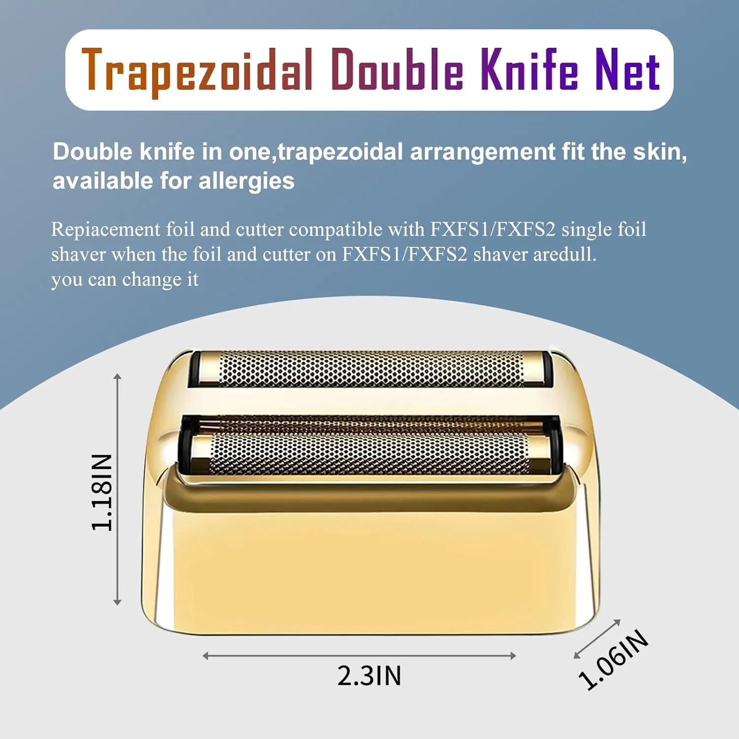 2 Pack Shaver Replacement Foil and Cutters compatible with BaBylissPRO Double FXFS2 Metal shaver foil replacement (Golden-2PCS)