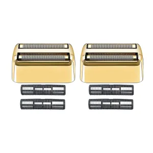 2 Pack Shaver Replacement Foil and Cutters compatible with BaBylissPRO Double FXFS2 Metal shaver foil replacement (Golden-2PCS)