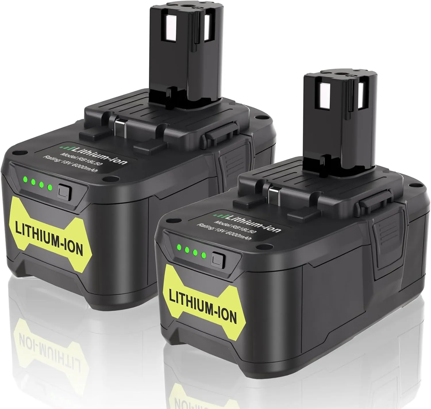 2 Packs 18V Battery Replacement for RYOBI 18V Battery PBP005 P197 P189 P108 P191 P190 P102 P103 P104 P105 P107 P122 Compatible for Ryobi 18V Tools, 6.0Ah