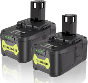 2 Packs 18V Battery Replacement for RYOBI 18V Battery PBP005 P197 P189 P108 P191 P190 P102 P103 P104 P105 P107 P122 Compatible for Ryobi 18V Tools, 6.0Ah