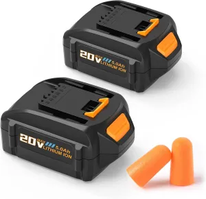 2 Packs 5.0Ah Replace for Worx 20V Battery WA3525 WA3578 WA3575 WA3520 WG151s, Compatible with Worx 20V Power Tools and Charger