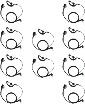 2 Pin G Shape Earpiece Headset with Ptt Mic for Motorola cls1110 cp200 cls1410 cp185 cp200d rdm2070d walkie Talkie 2 Way Radio(10 Packs)