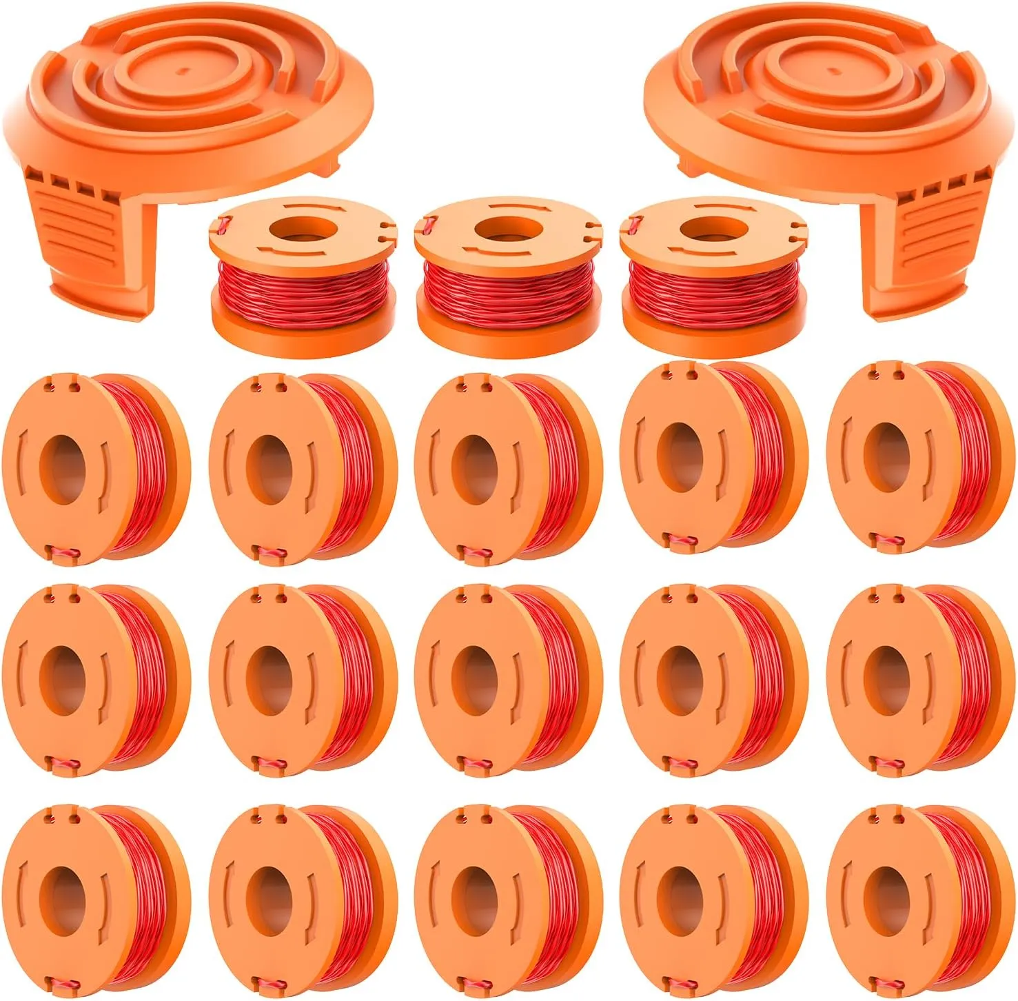 20 Pack WA0010 Replacement Trimmer Line Spool, for Worx Trimmer line spools，Compatible with Worx Weed Eater String，Weed Eater String .065，Compatible with Worx Weed Eater. （18 spools 2 Cap）