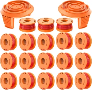 20 Pack WA0010 Replacement Trimmer Line Spool, for Worx Trimmer line spools，Compatible with Worx Weed Eater String，Weed Eater String .065，Compatible with Worx Weed Eater. （18 spools 2 Cap）