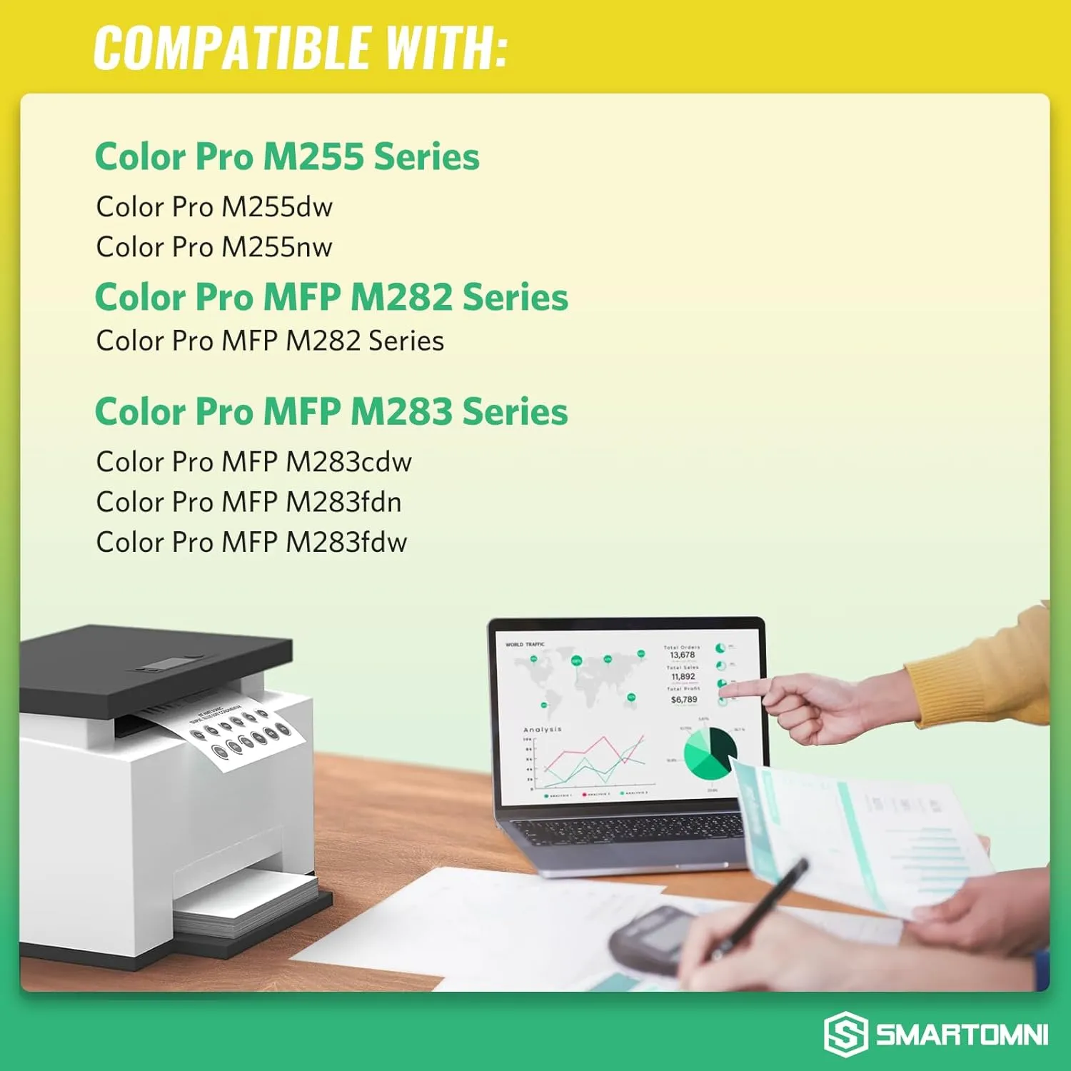 206X 206A High Yield Toner Cartridges 4 Pack (with Chip) Works with HP Color Pro MFP M283fdw M283cdw, Pro M255dw M255nw, MFP M282nw M283 M282 M255 Printer | W2110X W2111X W2112X W2113X 206A W2110A