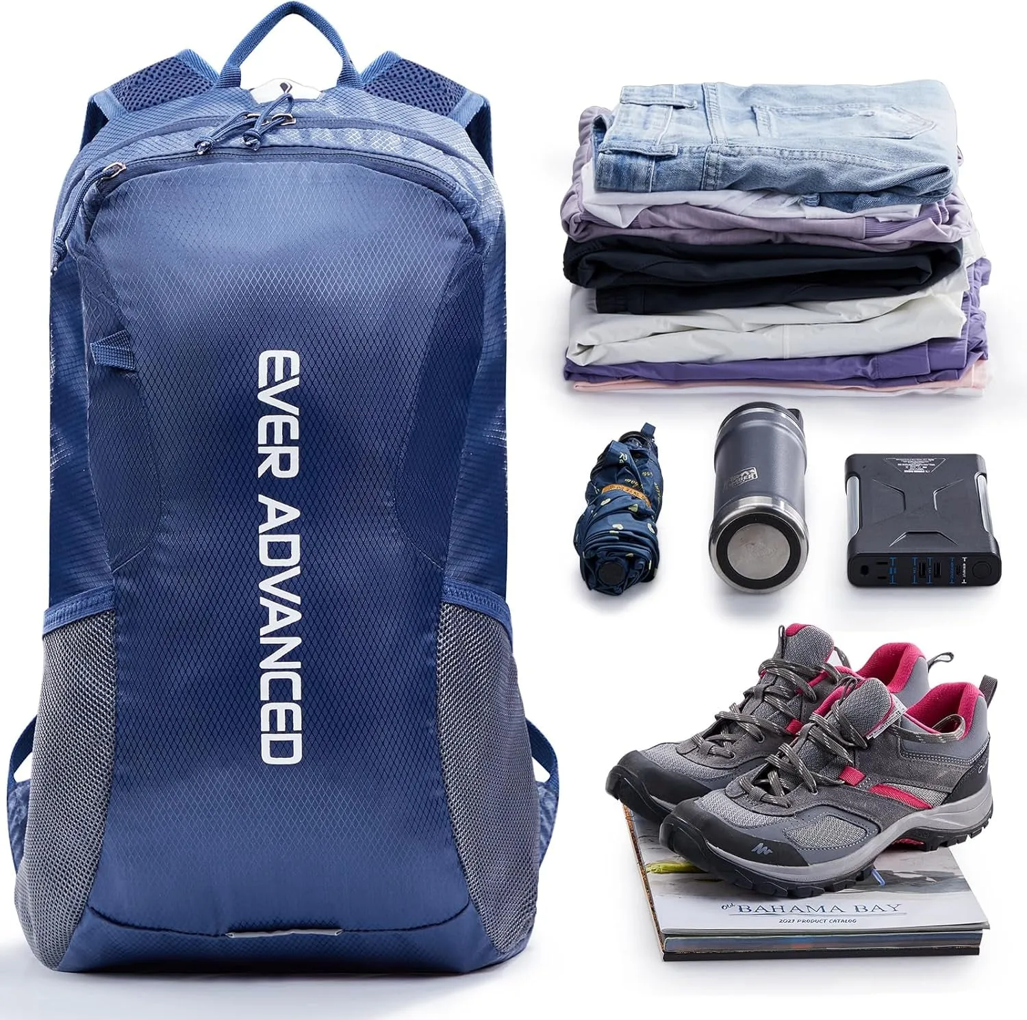 20L Lightweight Packable Hiking Backpack, Small Travel Water Resistant Collapsible Daypack for Men Women Camping Outdoor Navy