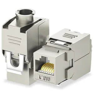 24 Pcs Cat7 Cat6a Keystone Jack Cat 7 RJ45 STP Tool-Less Type Zinc Alloy Module Jacks Adapter Coupler for 22 to 26 AWG Solid or Stranded S/FTP Ethernet Cable