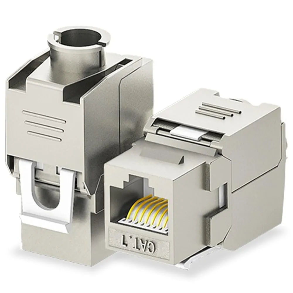 24 Pcs Cat7 Cat6a Keystone Jack Cat 7 RJ45 STP Tool-Less Type Zinc Alloy Module Jacks Adapter Coupler for 22 to 26 AWG Solid or Stranded S/FTP Ethernet Cable