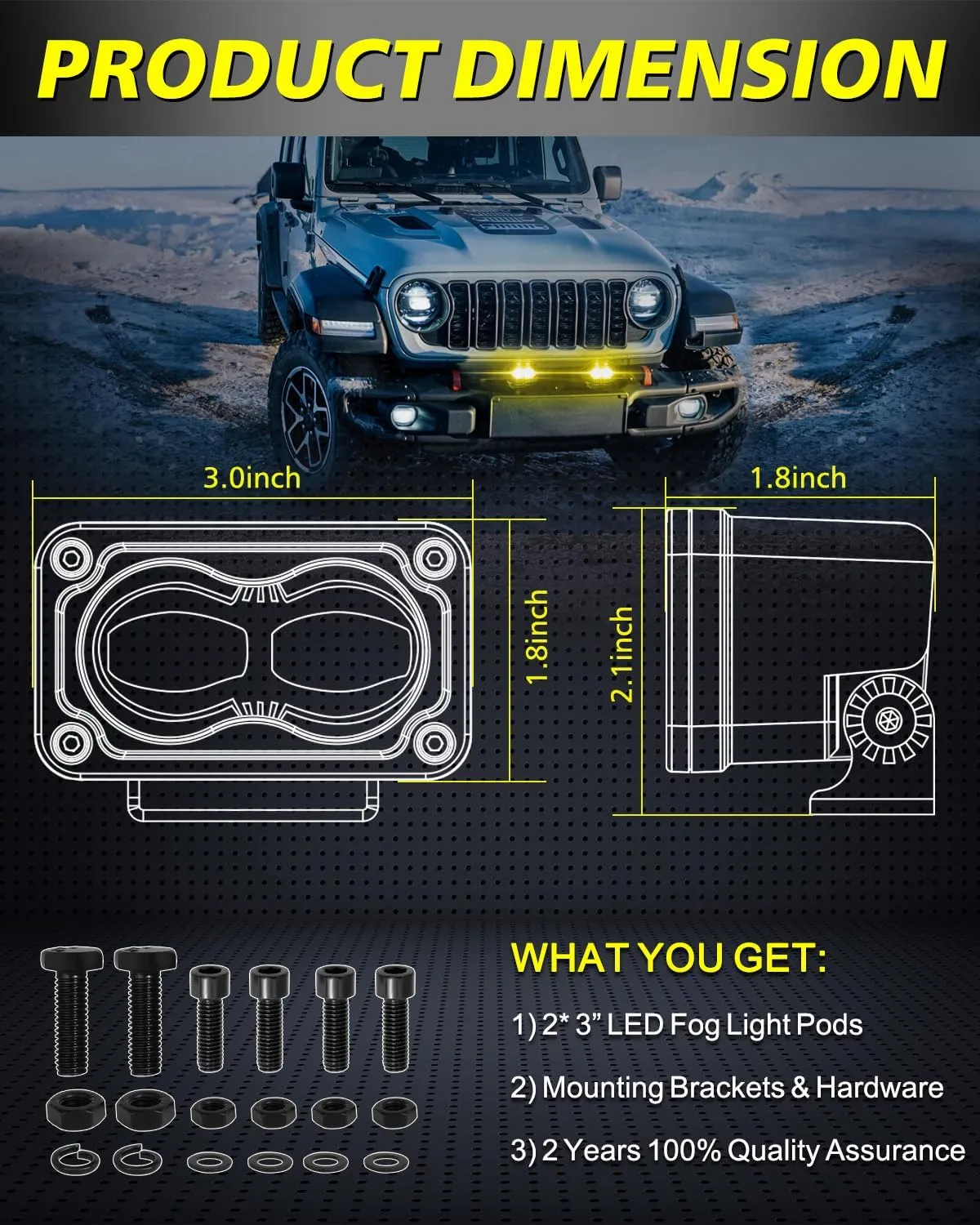3 Inch Yellow LED Fog Lights 40W CREE LED Pods Cut-Off Low Beam Mini Light Pods Yellow Small Offroad Lights Fog Lights 2 Packs for Truck Pickup Motorcycle Dirt Bike SUV UTV ATV