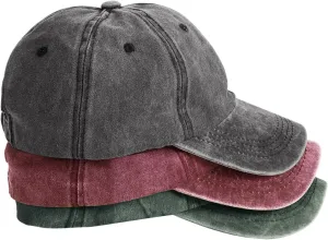 3 Pack Washed Plain Baseball Cap, Retro Adjustable Dad Hats Gift for Men/Women,Unstructured/Cotton