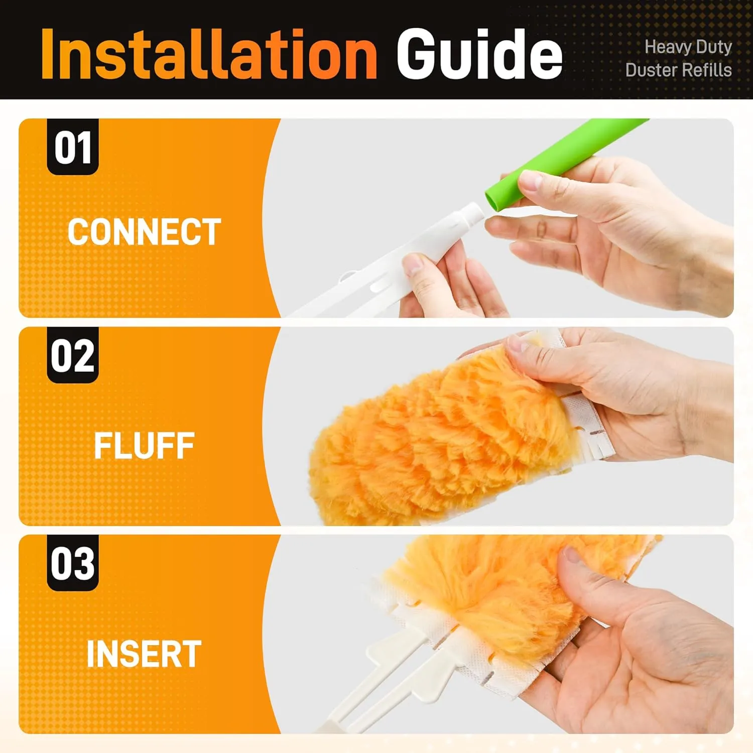 30 Pack Heavy Duty Duster Refills for Swiffer Dusters, Multi Surface 360 Dusters,Yellow,1 Handle,1 Upgrade Telescopic Hands