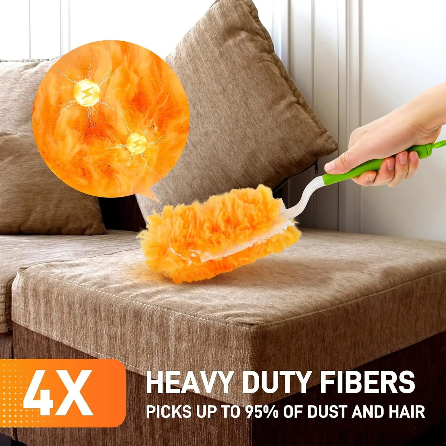 30 Pack Heavy Duty Duster Refills for Swiffer Dusters, Multi Surface 360 Dusters,Yellow,1 Handle,1 Upgrade Telescopic Hands