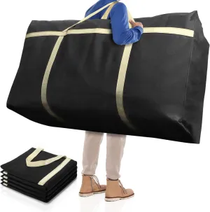 4 Pieces Extra Large Moving Bag, 150L Heavy Duty Storage Bag with Strong Zipper Handles, Black Jumbo Comforter Storage Tote Organizer for Clothing, Pillow, Quilt, Blanket, Space Saving