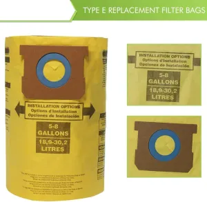 5 Packs High Efficiency Bag Type H 9067133 Vacuum Bags for Shop Vac 5-8 Gallon Vacuum, Part #90671