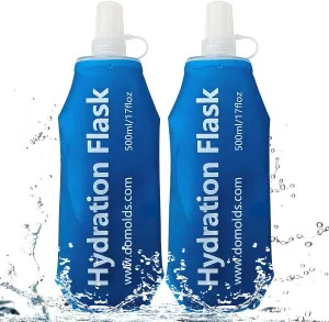 500ML Soft Flask, Running Water Bottle Foldable TPU Hydration Flask for Running Hydration Pack Cycling Hiking Marathon, Pack of 2