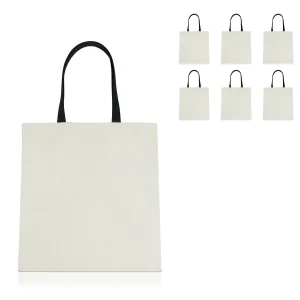 6 pcs Ivory with Black Handles Cotton Canvas Craft Totes