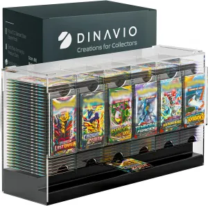 6-Slot Booster Pack Dispenser with Black Base - Fits 240 Booster Packs for Dispensing - Compatible with TCG Trading Card Boosters and Sports Card Boosters - 4mm Acrylic Stackable