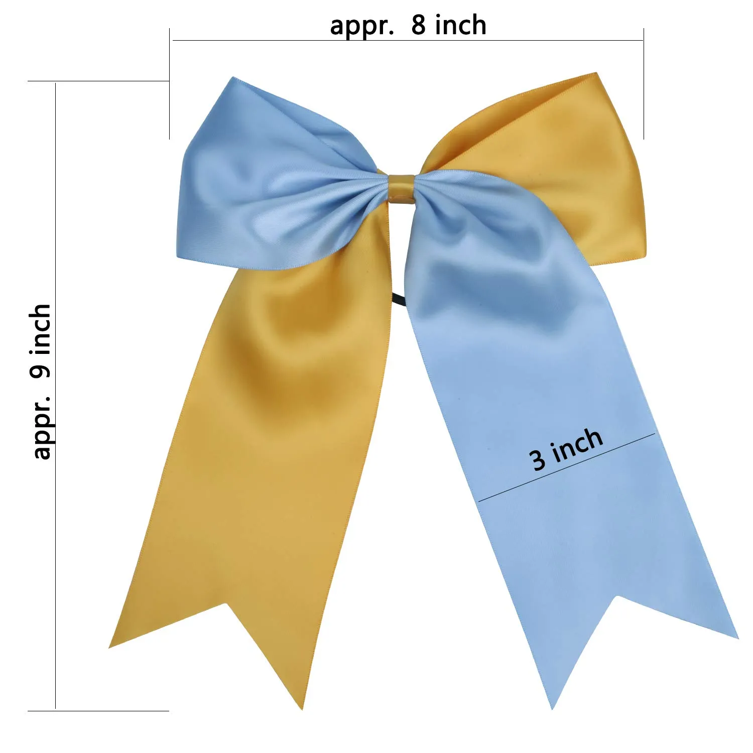 8 Inch 2 Colors Jumbo Cheerleader Bows Ponytail Holder Cheerleading Bows Hair (Black/Silver)