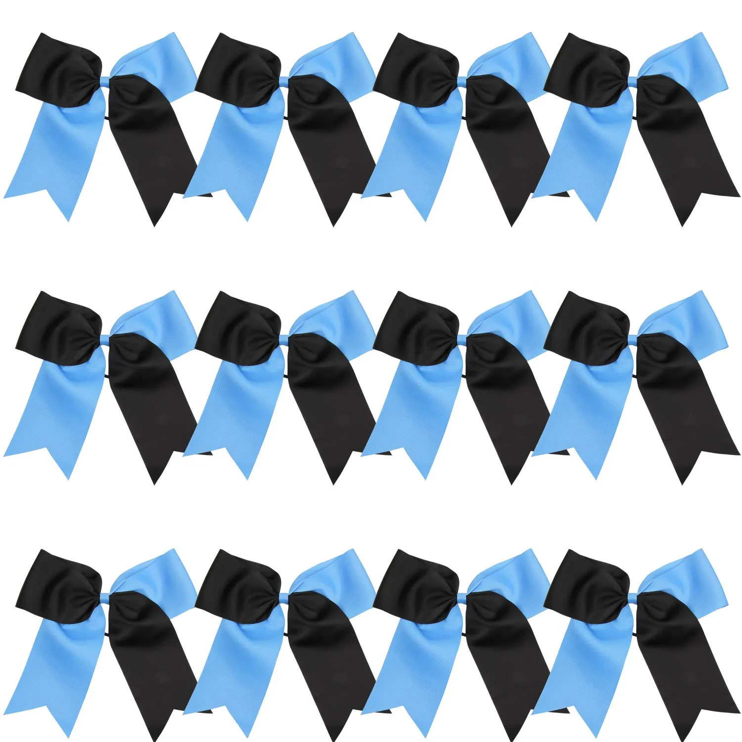 8 Inch 2 Colors Jumbo Cheerleader Bows Ponytail Holder Hair Tie Cheerleading Bows Hair Bow for College (Columbia Blue/Black)