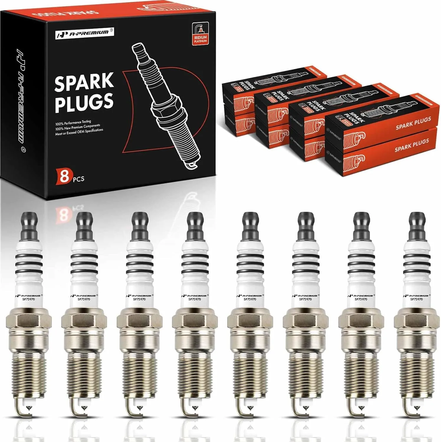 A-Premium 7397 Iridium Platinum Spark Plugs (8 Packs) Compatible with Chevrolet, Buick, Cadillac Cars - Impala, Tahoe, Camaro, Colorado, LaCrosse, SRX, Escalade, CTS, Corvette, V8 4.6L-6.0L, 1993-2014