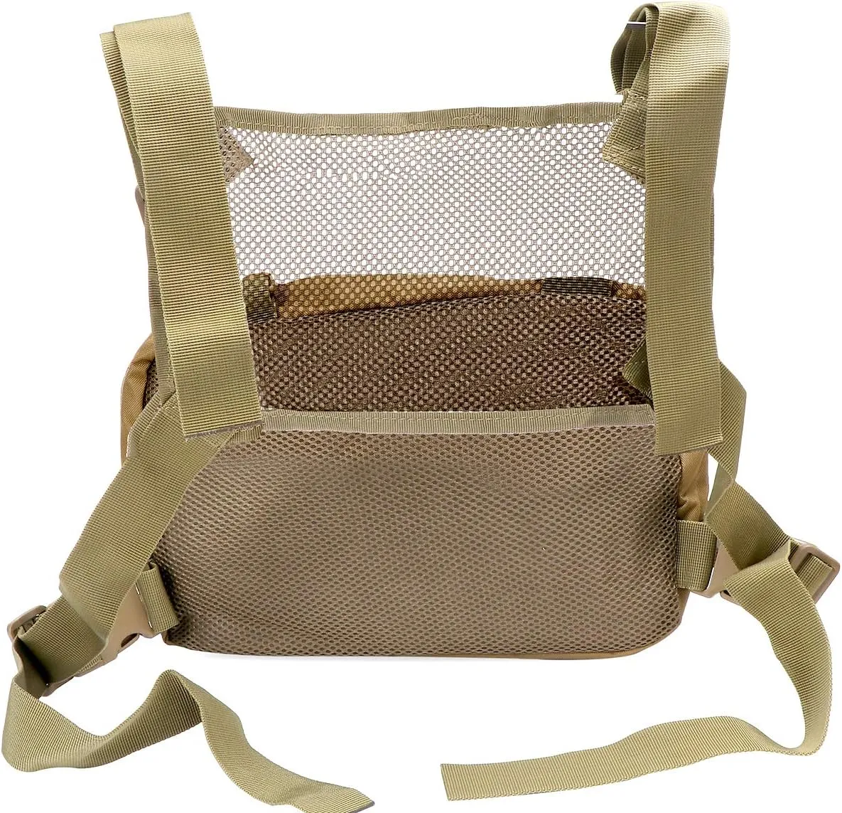 abcGoodefg Tactical Molle Radio Chest Harness Holder Holster Vest Front Pouch Outdoor Bag Pack (TAN)