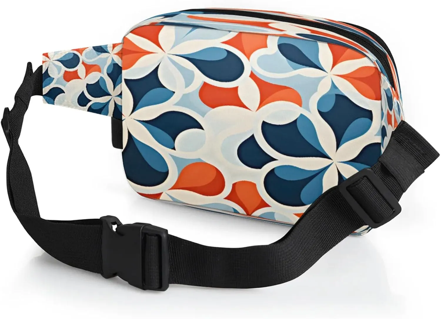 Abstract Petals Waterproof Unisex Square Fanny Pack, Adjustable Waist Bag with Pockets, Sturdy Lightweight Crossbody Bag for Travel, Running, Hiking (9x6.1x2.5 Inches)