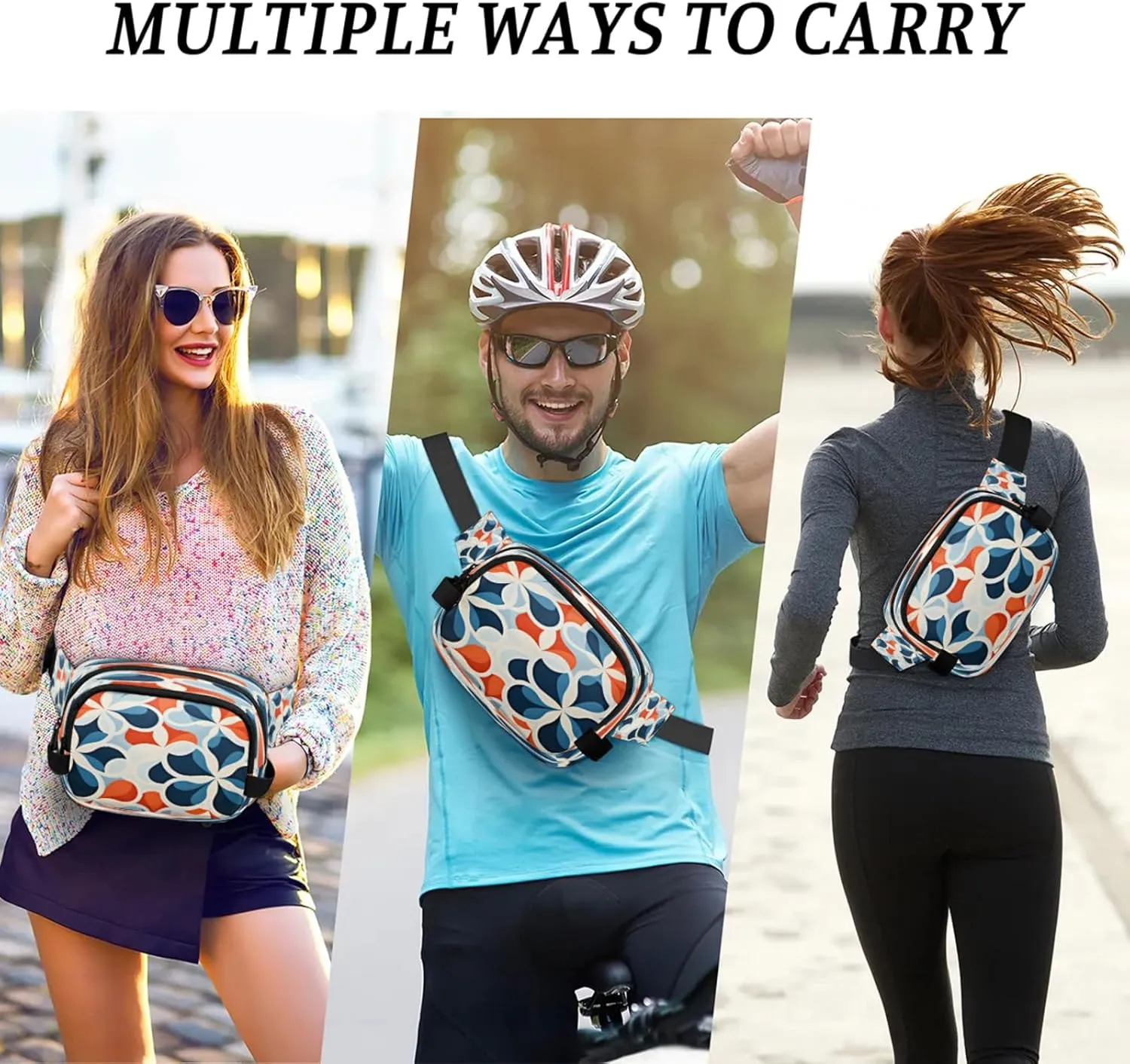 Abstract Petals Waterproof Unisex Square Fanny Pack, Adjustable Waist Bag with Pockets, Sturdy Lightweight Crossbody Bag for Travel, Running, Hiking (9x6.1x2.5 Inches)