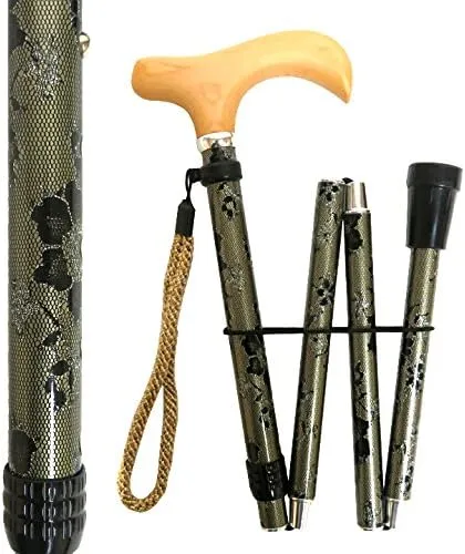 Adjustable Folding Stick/Black Lace Walking Poles, Multicolor