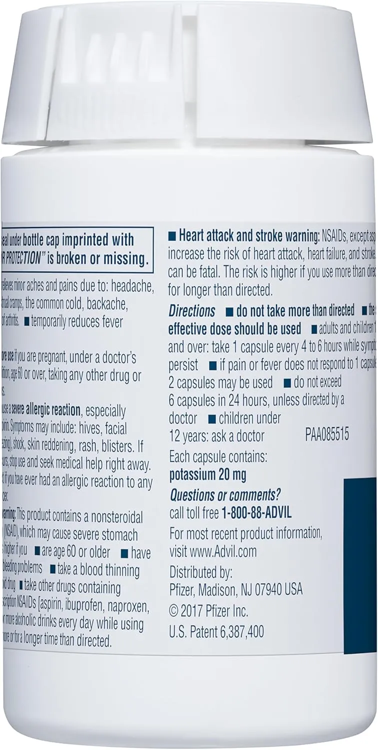 Advil Liqui-Gels Minis Pain Reliever and Fever Reducer, Pain Medicine for Adults with Ibuprofen 200mg for Pain Relief - 80 Liquid Filled Capsules