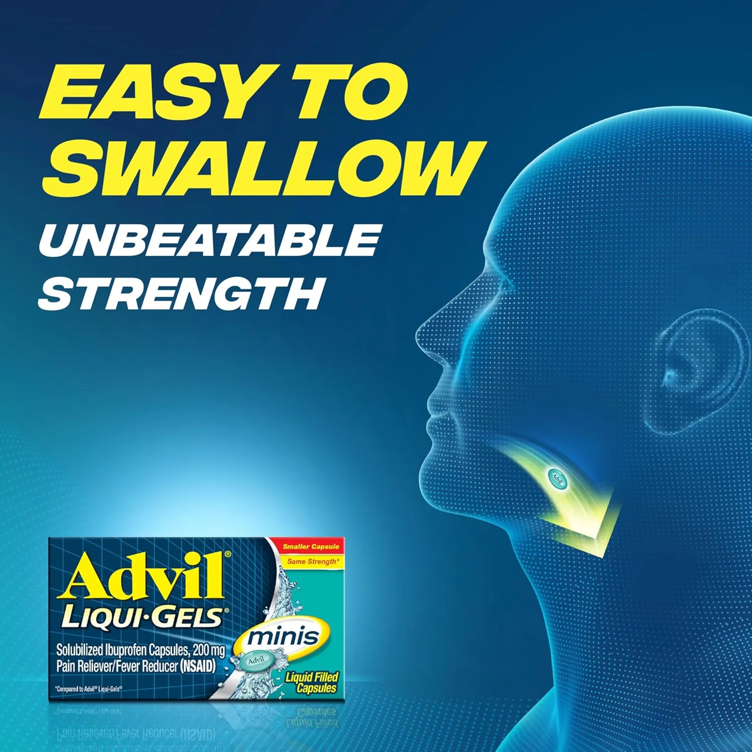 Advil Liqui-Gels Minis Pain Reliever and Fever Reducer, Pain Medicine for Adults with Ibuprofen 200mg for Pain Relief - 80 Liquid Filled Capsules