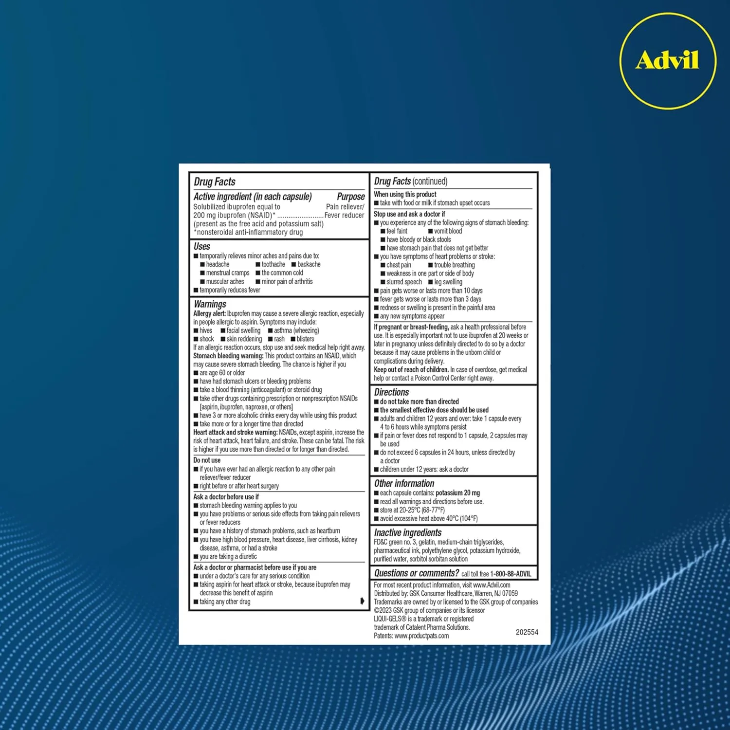 Advil Liqui-Gels Minis Pain Reliever and Fever Reducer, Pain Medicine for Adults with Ibuprofen 200mg for Pain Relief - 80 Liquid Filled Capsules