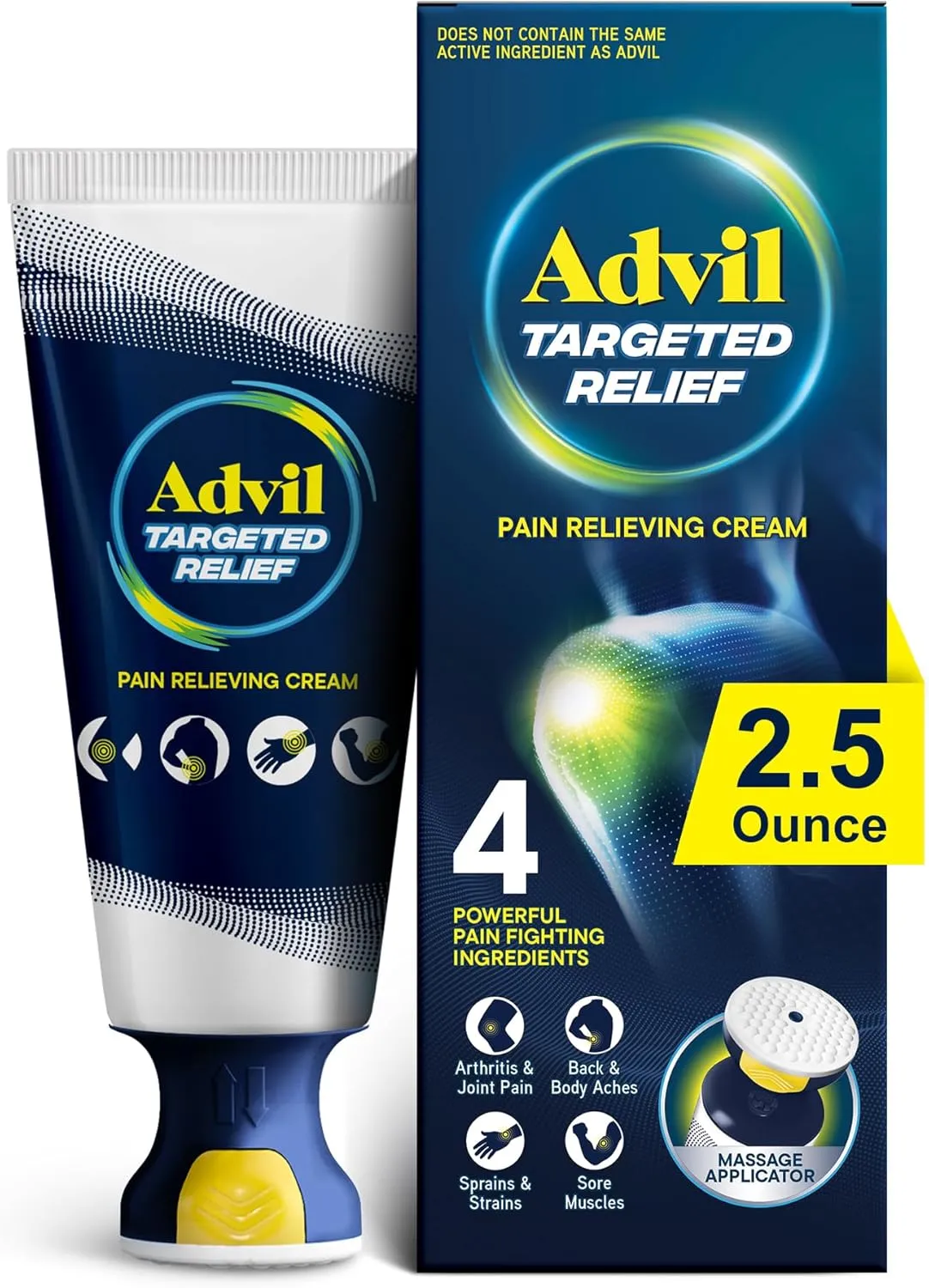 Advil Targeted Relief Pain Relieving Cream with Massage Applicator, Up to 8 Hours of Powerful Relief of Minor Arthritis Pain, Joint Pain, Lower Back Pain and Muscle Pain, 2.5 oz