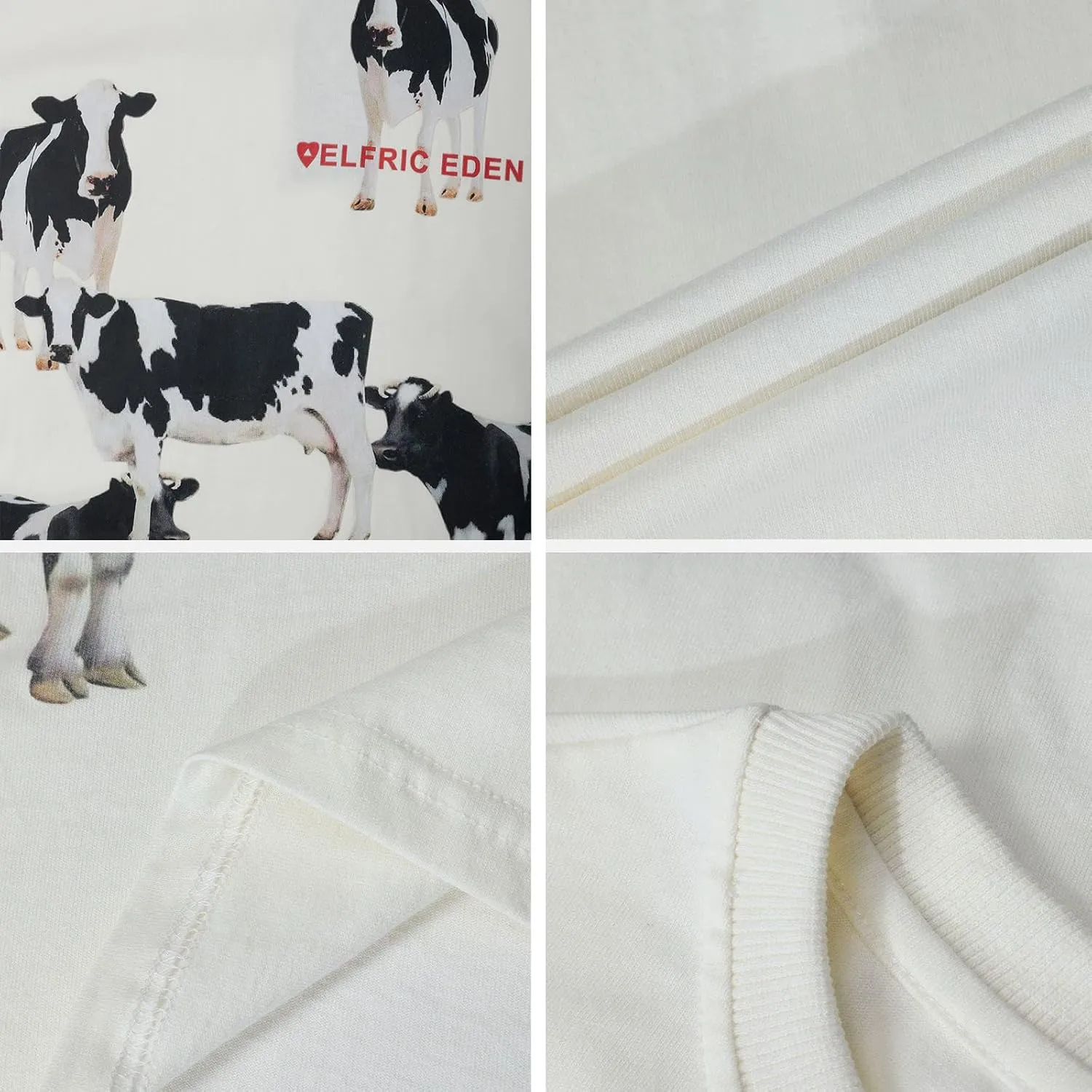 Aelfric Eden Dairy Cow Print Tee Vintage Oversize Shirts Summer Unisex Casual Harajuku Top Tshirt
