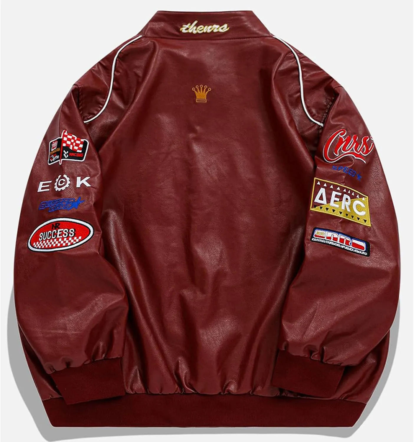 Aelfric Eden Faux Leather Jacket Oversized Racing Motorcycle Jackets Moto Coats Unisex Trendy Streetwear Jacket