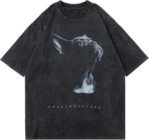 Aelfric Eden Graphic Tees Men Oversized Doberman Shirt Washed Vintage Streetwear Casual Summer Tops T-Shirt Unisex