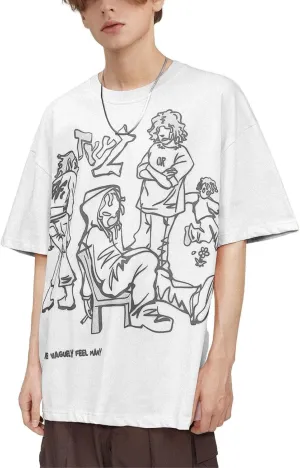 Aelfric Eden Graphic Tees Y2k Cartoon Printed Womens Oversized T Shirt Vintage Tees Men Unisex Aesthetic Streetwear Shirts
