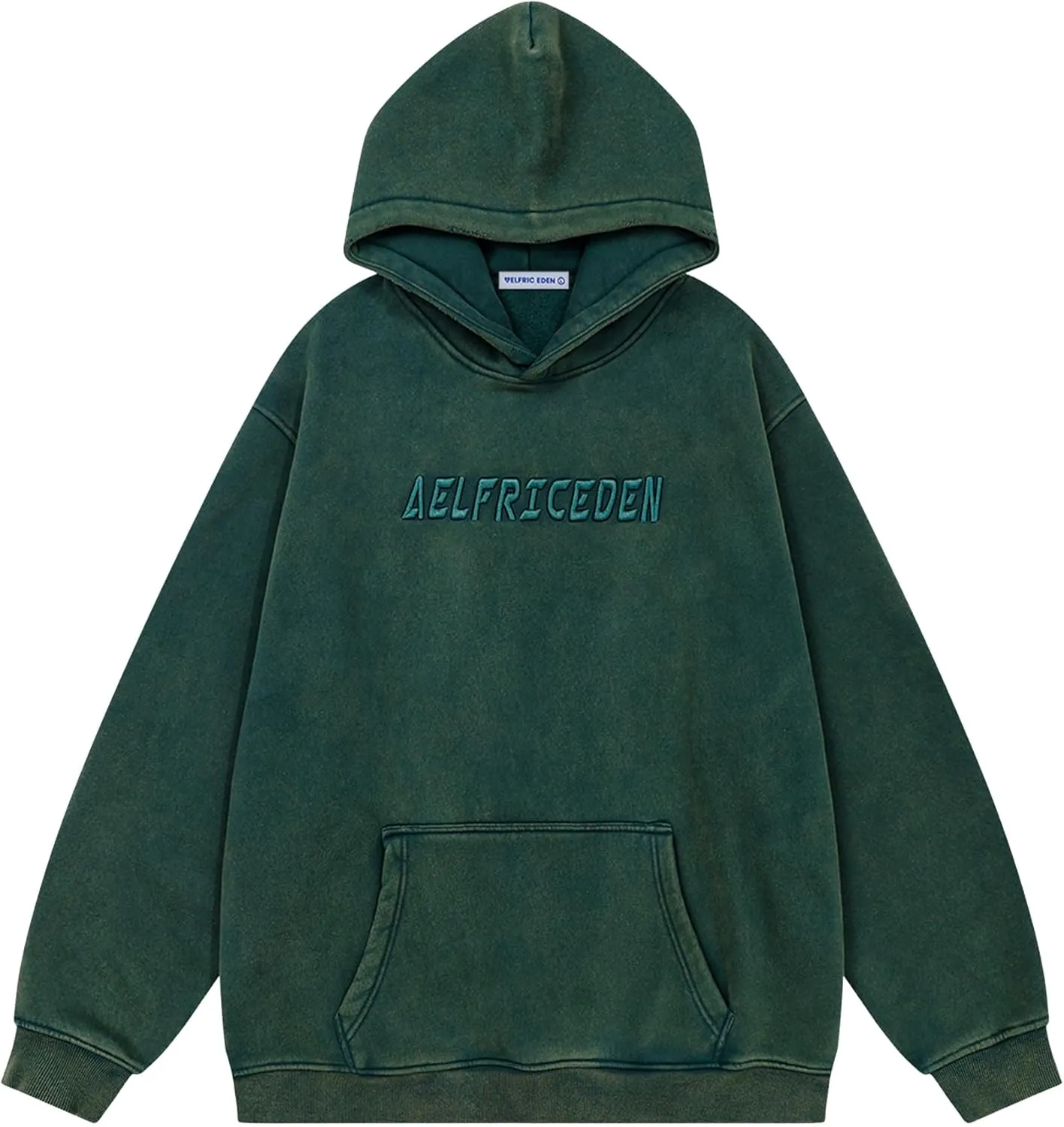 Aelfric Eden Hoodies Mens Acid Wash Hoodie Oversized Vintage Heavyweight Cotton Fleece Hooded Pullover Sweatshirt