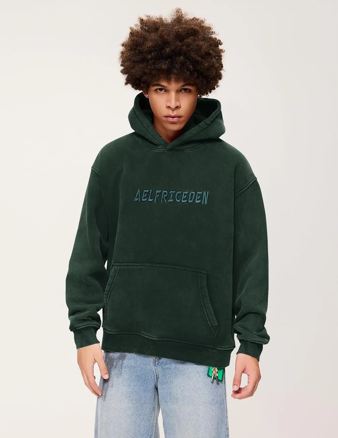 Aelfric Eden Hoodies Mens Acid Wash Hoodie Oversized Vintage Heavyweight Cotton Fleece Hooded Pullover Sweatshirt