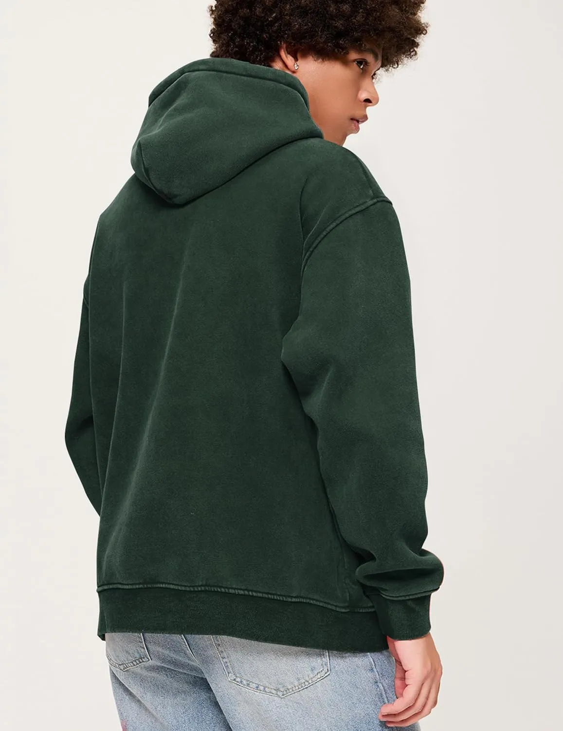 Aelfric Eden Hoodies Mens Acid Wash Hoodie Oversized Vintage Heavyweight Cotton Fleece Hooded Pullover Sweatshirt