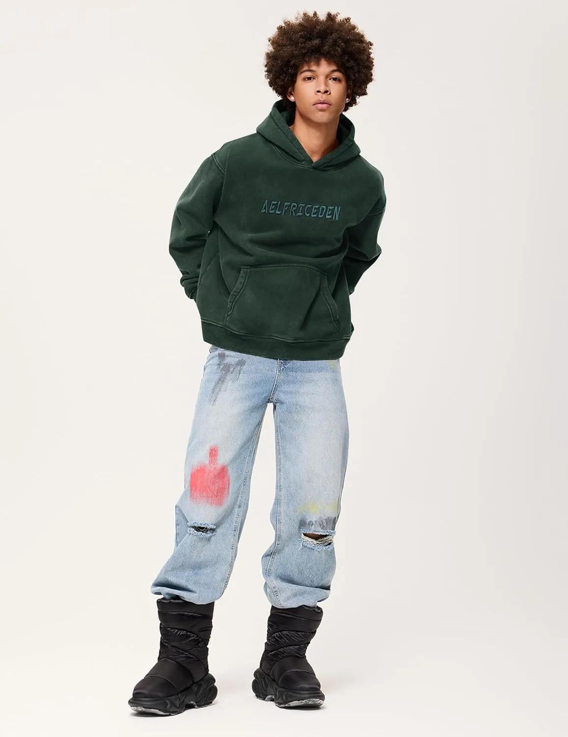 Aelfric Eden Hoodies Mens Acid Wash Hoodie Oversized Vintage Heavyweight Cotton Fleece Hooded Pullover Sweatshirt